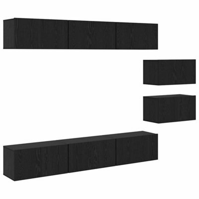 Berkfield Modern Tv Cabinet 8 Pcs Black Oak 60 X 30 X 30.5 Cm Engineered Wood - image 1