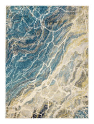 Teal Funky Modern Abstract Easy To Clean Rug For Dining Room-160Cm X 220Cm - thumbnail 1
