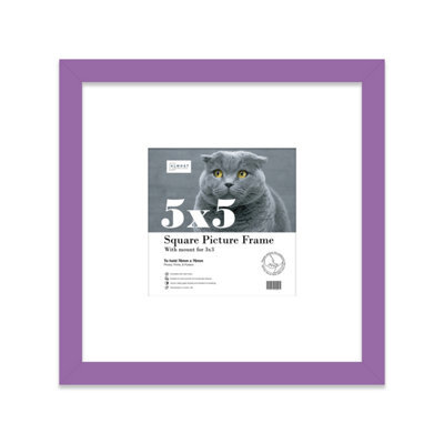 "5X5"" Purple Picture Frame - 5X5"" Square Frame With 3X3"" Mount For 5X5""/3X3"" Pictures Luxurious Style Thin Edge, 1 Pack" - image 1
