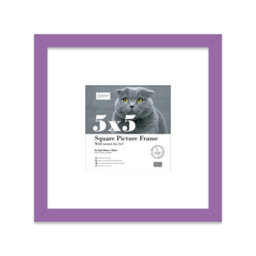 "5X5"" Purple Picture Frame - 5X5"" Square Frame With 3X3"" Mount For 5X5""/3X3"" Pictures Luxurious Style Thin Edge, 1 Pack" - thumbnail 1