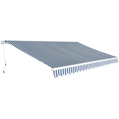 Berkfield Folding Awning Manual Operated 500 Cm Blue/white - image 1