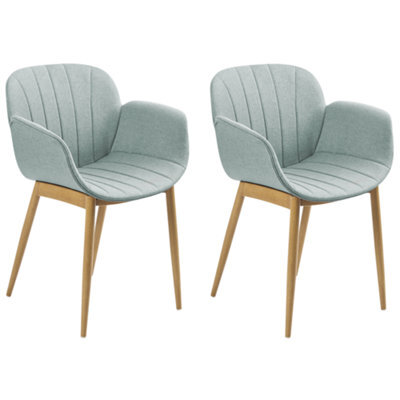Beliani Set Of 2 Dining Chairs Alice Fabric Mint Green - image 1