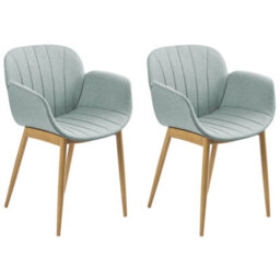 Beliani Set Of 2 Dining Chairs Alice Fabric Mint Green