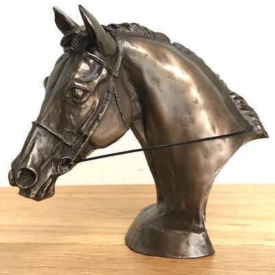 Animal Crackers Race Horse Eventer Head Sculpture In Solid Cold Cast Bronze, Designed By Harriet Glen - image 1