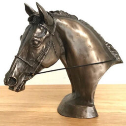 Animal Crackers Race Horse Eventer Head Sculpture In Solid Cold Cast Bronze, Designed By Harriet Glen