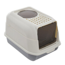 Darphe Grey Hooded Cat Litter Box With One-Way Door And Scoop, 36Cm W X 51Cm D X 34Cm H - thumbnail 1