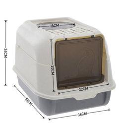 Darphe Grey Hooded Cat Litter Box With One-Way Door And Scoop, 36Cm W X 51Cm D X 34Cm H - thumbnail 6