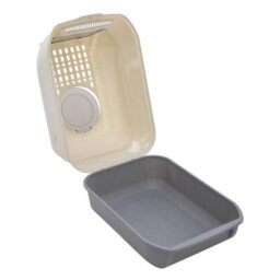 Darphe Grey Hooded Cat Litter Box With One-Way Door And Scoop, 36Cm W X 51Cm D X 34Cm H - thumbnail 3