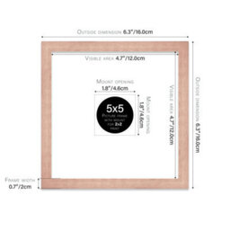 "5X5"" Bronze Picture Frame - 5X5"" Square Frame With 2X2"" Mount For 5X5""/2X2"" Pictures Art Deco Style Room Decor, 1 Pack" - thumbnail 2