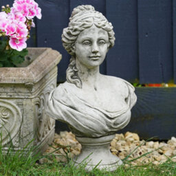 Burgess French Maid Bust Stone Statue Classical Outdoor Garden Ornament Roman Lady - thumbnail 1