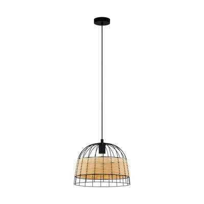 Stylish Black & Wicker Ceiling Pendant Light For Hallways - image 1