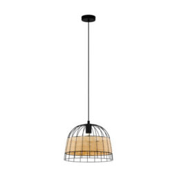 Stylish Black & Wicker Ceiling Pendant Light For Hallways