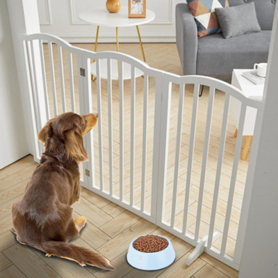 Living And Home 3-Panel White Wooden Folding Pet Playpen Freestanding Pet Gate With Fix Brackets 82Cm H - image 1