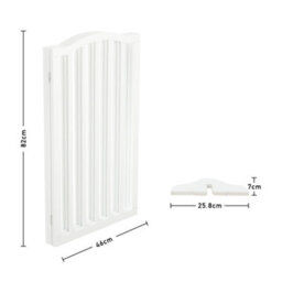 Living And Home 3-Panel White Wooden Folding Pet Playpen Freestanding Pet Gate With Fix Brackets 82Cm H - thumbnail 6