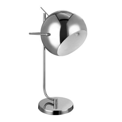 Orsina Chrome & White Interior Table Lamp, Polished Chrome Stem With Glossy Dome Shade, Luxe Bedside Or Desk Lamp - image 1