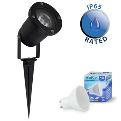 Valuelights Derwent Modern Ground Spike/wall Mount Ip65 Rated Outdoor Light In Black Finish With Led Bulbs - image 1