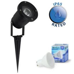 Valuelights Derwent Modern Ground Spike/wall Mount Ip65 Rated Outdoor Light In Black Finish With Led Bulbs - thumbnail 1
