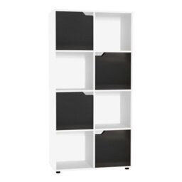 Urbn-Living Urbnliving 119Cm Height 8 Cubes White Wooden Bookcase Shelving Display Shelf Black Door Storage Unit - thumbnail 2