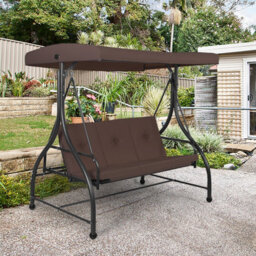 Costway Garden Patio Swing Chair 3 Seater Hammock Bench Convertible Canopy Cushion Seats - thumbnail 1