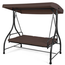 Costway Garden Patio Swing Chair 3 Seater Hammock Bench Convertible Canopy Cushion Seats - thumbnail 2