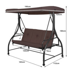 Costway Garden Patio Swing Chair 3 Seater Hammock Bench Convertible Canopy Cushion Seats - thumbnail 3