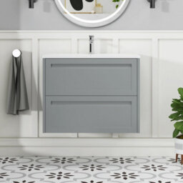 Royal Bathrooms Elmore 700mm Traditional Wall Hung 2 Drawer Bathroom Vanity Unit With Matt Stone Basin Sink - Matt Pebble Grey - thumbnail 3