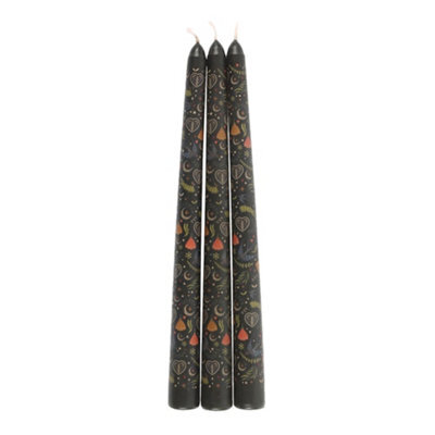 Something Different Midnight Printed Taper Candle (Pack Of 3) Black (One Size) - image 1