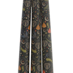 Something Different Midnight Printed Taper Candle (Pack Of 3) Black (One Size) - thumbnail 2