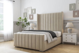 "Sloomy Melbourne Almond Coniston Bed Frame With Mattress  With 50"" Upholstered Wingback Headboard 2'6 Small Single" - thumbnail 2
