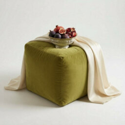 Kosi Atelier Kosiatelier Bean Bag Velvet Footstool Ottomona Cube Pouf Chair Pouffe, Polystyrene Beads Filled - Sage, 55Cm X 55Cm X 55Cm - thumbnail 2