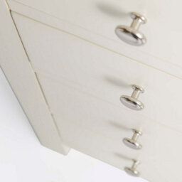 Farro Cream 5 Drawer Tallboy Chest Fully Assembled - Painted With Oak Top By Roseland Furniture - thumbnail 7