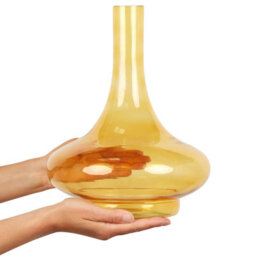 Beliani Handmade Yellow Glass Vase Bottle Shape Narrow Neck - 23 X 23 X 30 Cm - thumbnail 4