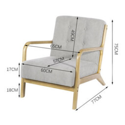 Darphe Light Grey Tufted Fabric Armchair, Modern Accent Chair With Padded Seat And Backrest - thumbnail 6