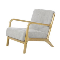Darphe Light Grey Tufted Fabric Armchair, Modern Accent Chair With Padded Seat And Backrest - thumbnail 4