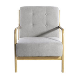 Darphe Light Grey Tufted Fabric Armchair, Modern Accent Chair With Padded Seat And Backrest - thumbnail 3
