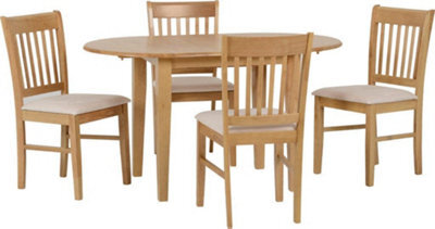 Seconique Oxford Extending Dining Set 4 Chairs Natural Oak Mink Microsuede - image 1