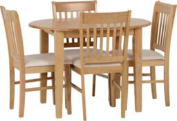 Seconique Oxford Extending Dining Set 4 Chairs Natural Oak Mink Microsuede - thumbnail 3