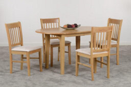 Seconique Oxford Extending Dining Set 4 Chairs Natural Oak Mink Microsuede - thumbnail 4