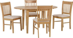 Seconique Oxford Extending Dining Set 4 Chairs Natural Oak Mink Microsuede - thumbnail 1
