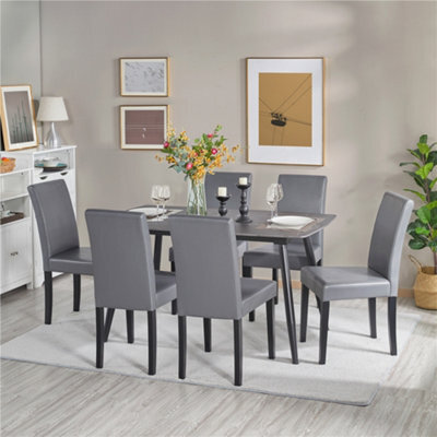 Yaheetech 4Pcs Dark Grey Dining Chair High Back Padded With Rubber Wood Legs - image 1