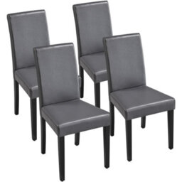 Yaheetech 4Pcs Dark Grey Dining Chair High Back Padded With Rubber Wood Legs - thumbnail 2