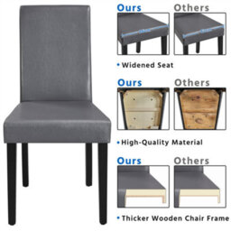 Yaheetech 4Pcs Dark Grey Dining Chair High Back Padded With Rubber Wood Legs - thumbnail 7