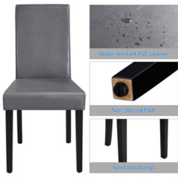 Yaheetech 4Pcs Dark Grey Dining Chair High Back Padded With Rubber Wood Legs - thumbnail 5