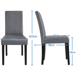 Yaheetech 4Pcs Dark Grey Dining Chair High Back Padded With Rubber Wood Legs - thumbnail 4