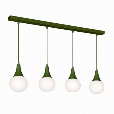 Luminosa Lighting Luminosa Lacrima Bar Pendant Ceiling Light Green White Glass Shade 4X E27 - image 1