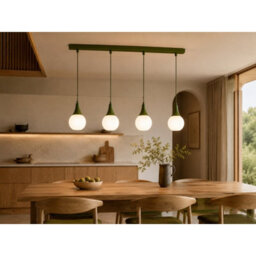 Luminosa Lighting Luminosa Lacrima Bar Pendant Ceiling Light Green White Glass Shade 4X E27 - thumbnail 2