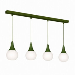 Luminosa Lighting Luminosa Lacrima Bar Pendant Ceiling Light Green White Glass Shade 4X E27 - thumbnail 1