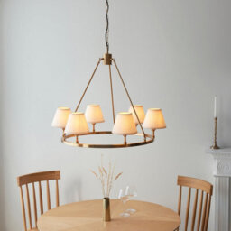 Loops Stylish 2 Pack Brushed Brass Pendant Lights With Vintage White Shades - thumbnail 2