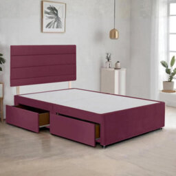 Red Plush 6Ft Super King Size Bed Frame With 20 Inch Headboard And 2Drawers - thumbnail 1