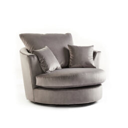 Furnishings For Less UK Fernando Soft Plush Velvet Fabric Swivel Chair 360 Rotation Grey